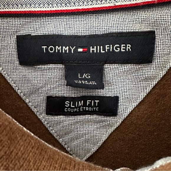 Tommy Hilfiger Chocolate Brown Golf Shirt Slim Fit - Large - Picture 6 of 8
